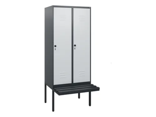 locker met bank,HxBxD 1950x800x815mm,2vak,vak B 400mm,draaigrendel