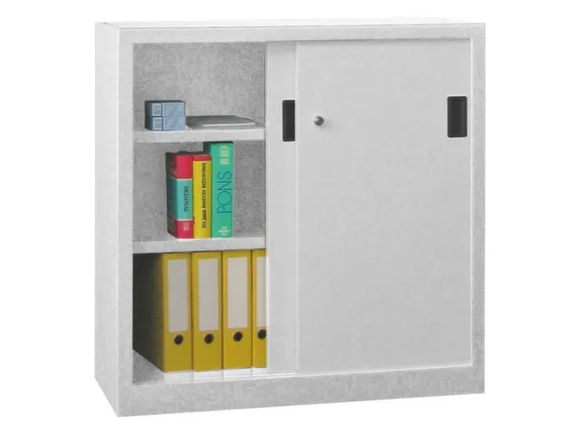 Schuifdeurkast Hxbxd 1000x1000x400mm 2 Oh Ral7035 Front Ral7035