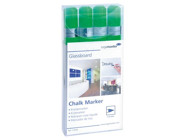 Legamaster Glasbord Chalk marker 2-3mm Groen set van 4 | GlasbordShop.nl