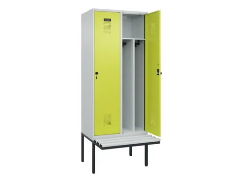locker met bank,voor scheiding van kleding,HxBxD 2120x800x815mm,2vak