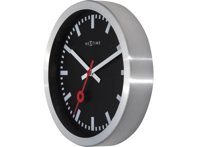 - Horloge murale / Horloge de table - Ø 35 cm - Aluminium - Noir - Br