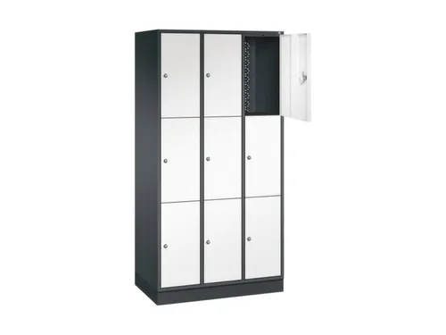 lockerkast,HxBxD 1950x920x500mm,3x3vakken,cil.-slot,sokkel