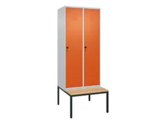 locker met bank,HxBxD 2120x800x815mm,2vak,vak B 400mm,draaigrendel