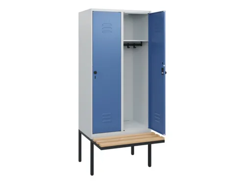 locker met bank,HxBxD 1950x800x815mm,2vak,vak B 400mm,draaigrendel
