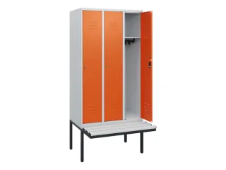 locker met bank,HxBxD 1950x900x815mm,3vak,vak B 300mm,cil.-slot - 2