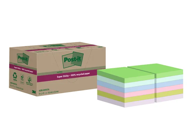 Memoblok Post-it 622 RSS12COL 47,6x47,6mm colour 12 stuks