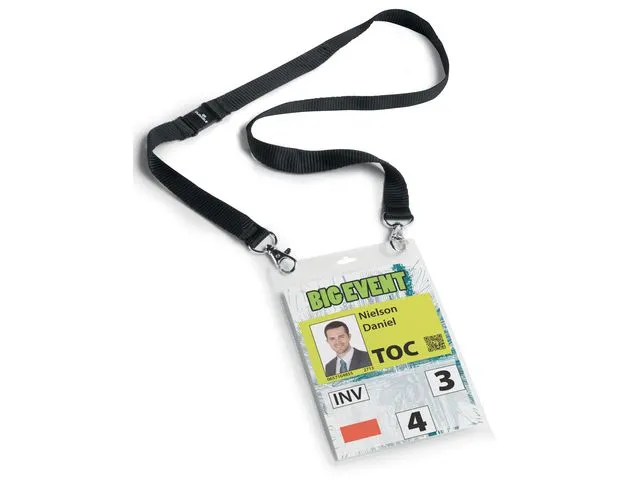 Kit porte-badge évènementiel A6 Lacet textile Noir