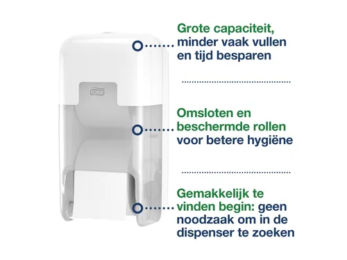 Tork OptiServe 558041 Hulsloos 2-rol Toiletpapier Dispenser T7 Wit