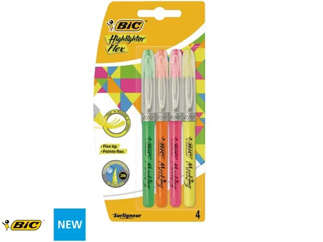 Markeerstift Bic flex assorti blister à 4 stuks
