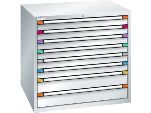 ladekast HxBxD 1000x1005x695mm 8 laden RAL7035 front RAL7035