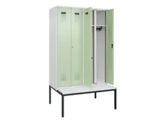 locker met bank,voor scheiding van kleding,HxBxD 2120x1200x815mm,4vak
