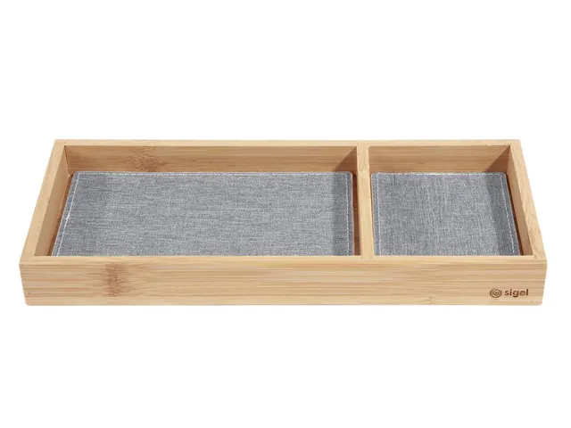 Pennenbak EYE STYLE bamboe 245x109x25mm met l.grijs- zwarte inlay