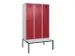 locker met bank,voor scheiding van kleding,HxBxD 2120x1200x815mm,3vak