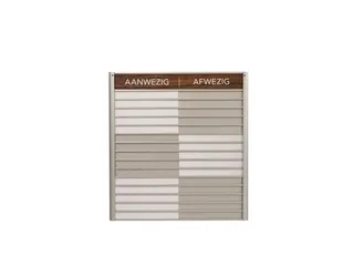 Menoor In-Uit bord 15 namen Aluminium Aanwezig/Afwezig donker Houtlook - 1