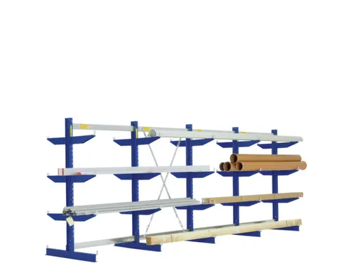 Draagarmstelling 1980x4305x1300mm 2x5etages 700kg/etage Ral5010