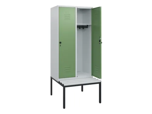 locker met bank,HxBxD 1950x800x815mm,2vak,vak B 400mm,draaigrendel