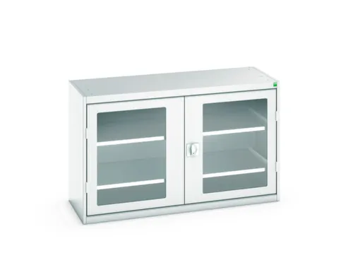vitrinekast 800x1300x550mm 2xStalen bodem romp RAL7035 front RAL7035