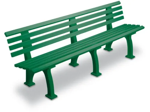 Kunststofbank 740x2000x380mm Zit H 440mm 9 Latten 3 Pootstellen Groen