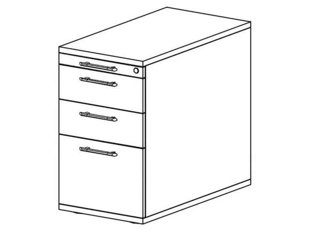 caisson de bureau,HxlxP 720-760x428x800mm,2tiroir(s),poignée rainuré