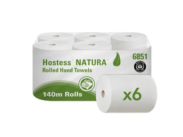 Hostess Natura handdoekrol 2-laags naturel 140m/20cm 6 rollen