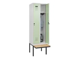 locker met bank,HxBxD 2120x600x815mm,2vak,vak B 300mm,draaigrendel