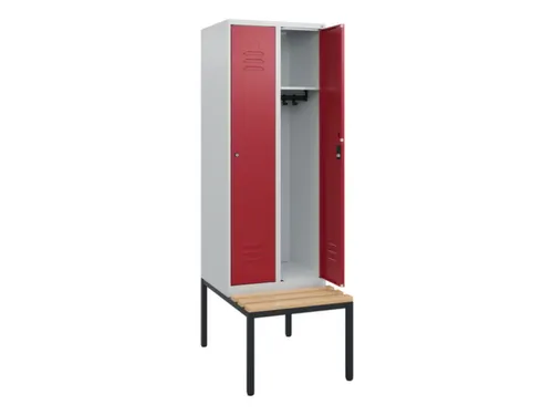 locker met bank,HxBxD 1950x600x815mm,2vak,vak B 300mm,cil.-slot