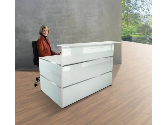 Balie Compleet bxd 1350x1015mm Recht Glazen Front wit