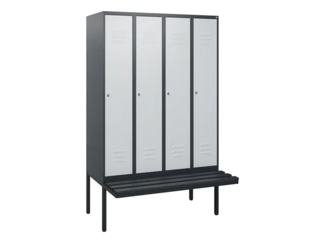 locker met bank,HxBxD 1950x1200x815mm,4vak,vak B 300mm,cil.-slot