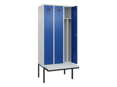 locker met bank,voor scheiding van kleding,HxBxD 2120x900x815mm,3vak
