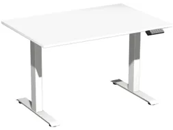 Elektrisch ihv bureau,HxBxD 630-1280x1200x800mm,blad wit,T-voet wit