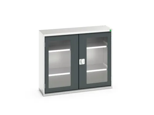 vitrinekast 900x1050x350mm 2xStalen bodem romp RAL7035 front RAL7016