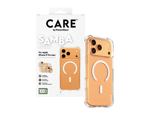 PanzerGlass CARE by Samba Case Transparent w. White MagSafe iPho