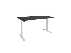 Elektrisch verstelbaar bureau 160x80cm Frame Wit Blad Houtprint Zwart
