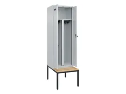 PBM-locker met bank,HxBxD 2120x600x815mm,2vak,vak B 300mm,draaigrendel