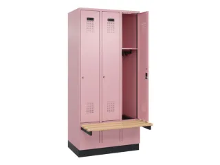 locker met bank,HxBxD 1950x900x815mm,3vak,vak B 300mm,cilinderslot - 1