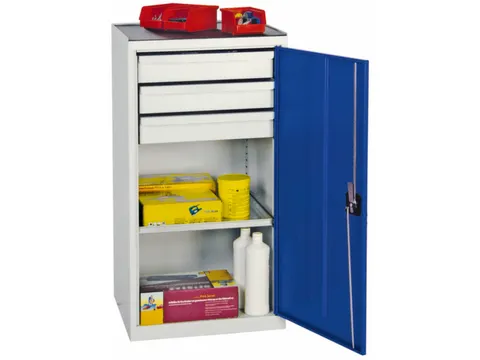 Draaideurkast Hxbxd 1000x500x500mm 3laden 1legbord Ral5010