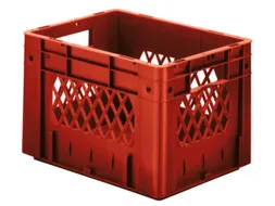 Euronorm Stapelkrat Rood 270x400x300mm 23.3l Opengewerkt/Bodem Gesl.
