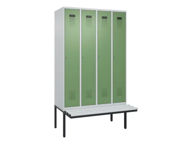 locker met bank,voor scheiding van kleding,HxBxD 2120x1200x815mm,4vak