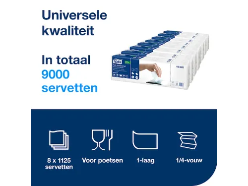 Servetten Tork Xpressnap N4 22x33cm 1/4 vouw 1-laags wit 10840