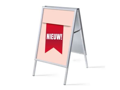 Stoepbord A1 complete set met print "NIEUW" Rood