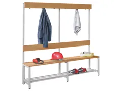 Omkleedbank LxB 1500x400mm Houten Latten Schoenenrek Haken Lichtgrijs