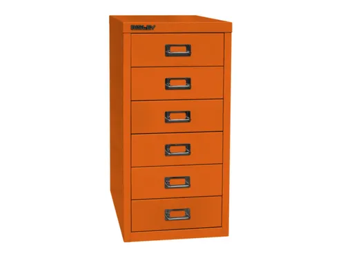 kantoor-ladekast HxBxD 590x279x380mm 6 laden romp + front oranje staal