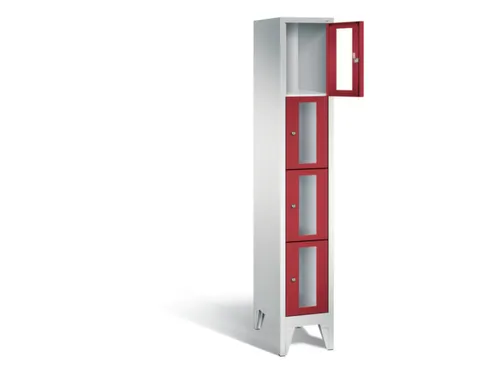 lockerkast 1850x320x500mm 1x4 vakken Cilinderslot Poten, RAL3003
