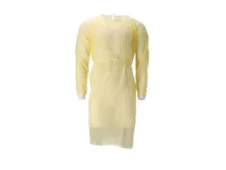 Pp Non Woven Isolatieschort Geel Pe Coating Tricot Manchet 100 Stuks