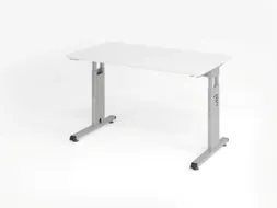 bureau,HxBxD 650-850x1200x670mm,blad wit,C-voet zilverkleurig