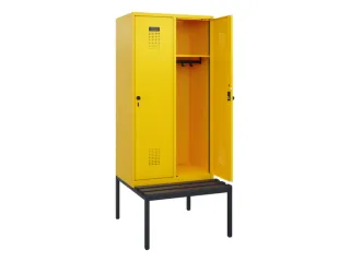 locker met bank,HxBxD 1950x800x815mm,2vak,vak B 400mm,draaigrendel - 1