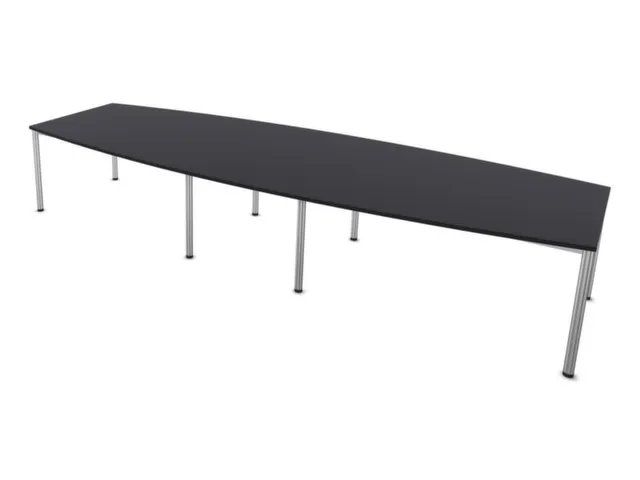 Table de conférence forme de fût 740x4000x1400mm 4 pieds CC-noir