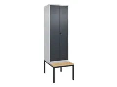 PBM-locker met bank,HxBxD 2120x600x815mm,2vak,vak B 300mm,draaigrendel