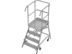 bordestrap,verrijdbaar,bordes H 1m,4treden,aluminium,4zwenkwielen