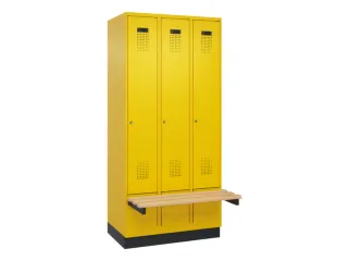 locker met bank,HxBxD 1950x900x815mm,3vak,vak B 300mm,cilinderslot - 2